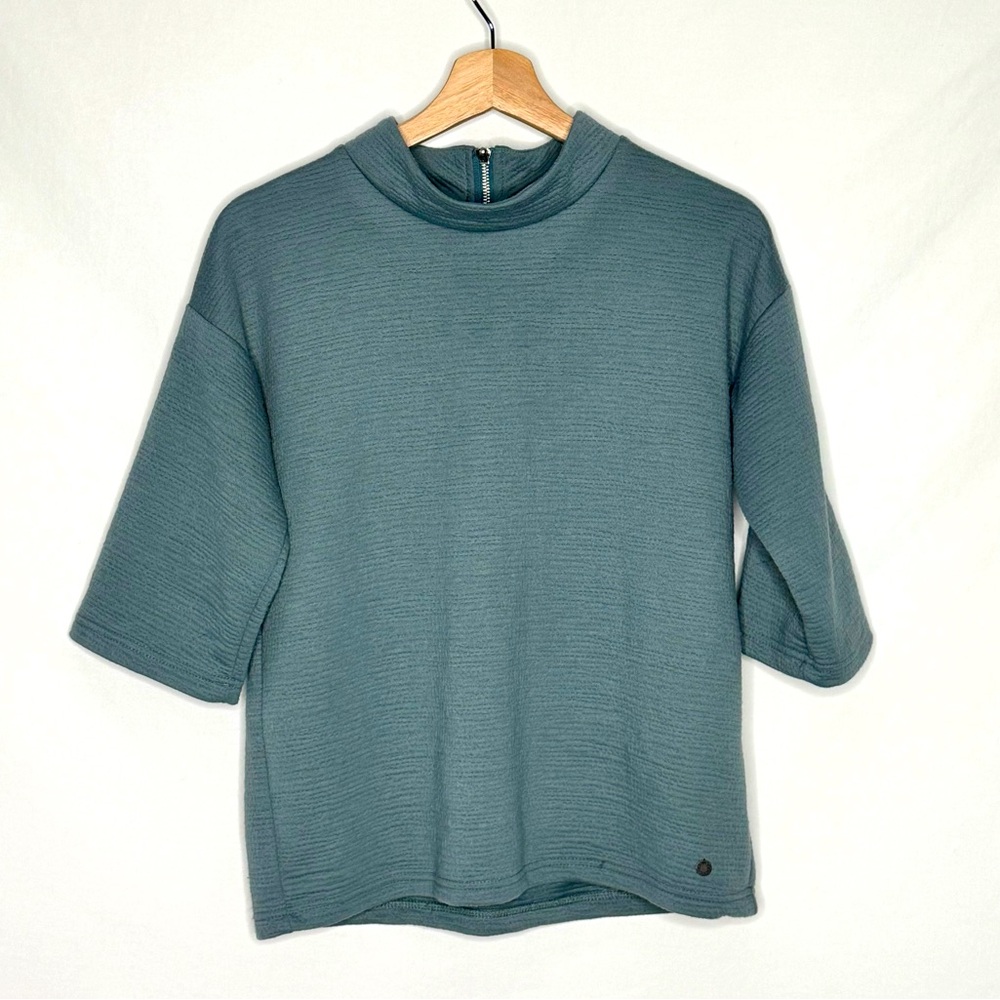 2/$20 Numph Anthro Blue Mockneck Half Zip Blouse
